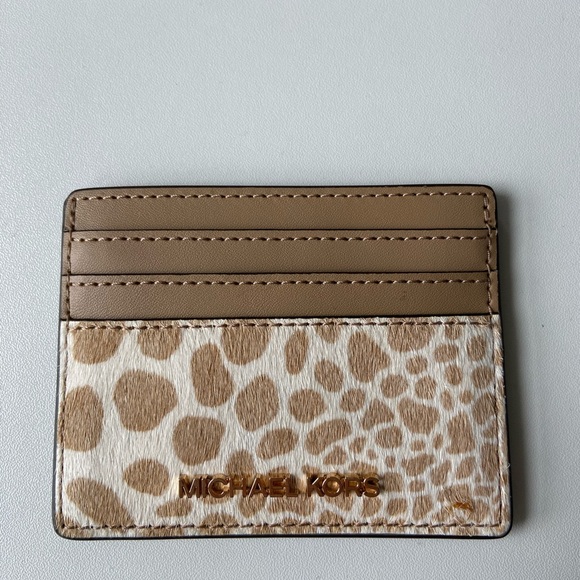 Michael Kors Handbags - Michael Kors Tan and Cream Leopard Card Holder